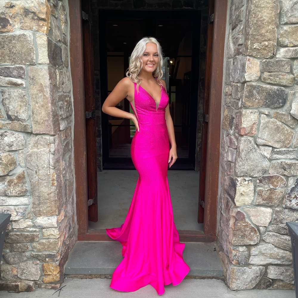 sherri hill 00 prom dress bright pink